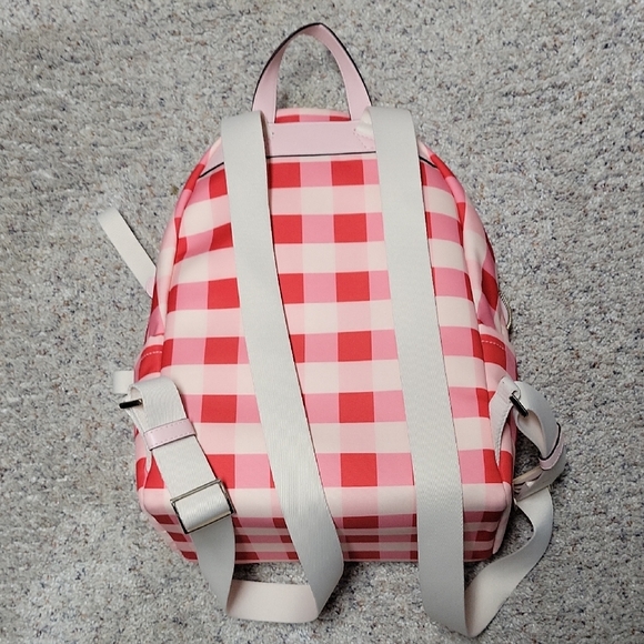 Kate Spade Red and White Checkered Backpack - Picture 3 of 5